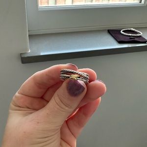 David Yurman X Crossover Band Ring in Sterling Silver with 18K Yellow Gold